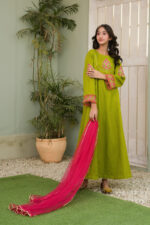 Dhani Green Lawn Frock Suit - Image 2