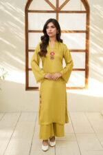 Citrine Grace Embroidered Silk 2-Piece Suit - Image 2