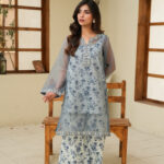 Azure Floral Organza 2-Piece Suit