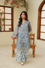 Azure Floral Organza 2-Piece Suit