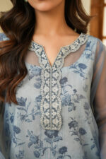 Azure Floral Organza 2-Piece Suit - Image 4