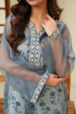 Azure Floral Organza 2-Piece Suit - Image 5