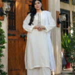 Pearl White Hand-Embellished Silk 3-Piece Suit