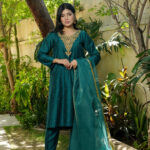 Emerald Teal Gilded Silk 3-Piece