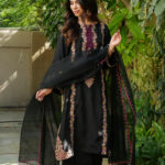 Midnight Bloom Embroidered Silk 3-Piece Suit