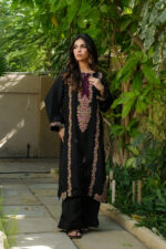 Midnight Bloom Embroidered Silk 3-Piece Suit - Image 2
