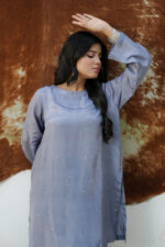 Steel Blue Luminous Silk 3-Piece Suit - Image 4