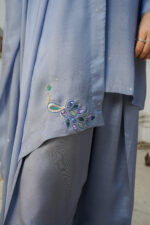 Steel Blue Luminous Silk 3-Piece Suit - Image 6