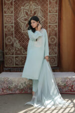 Soft Blue Embellished Silk Suit - Image 2