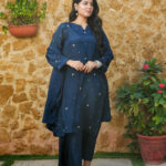 Navy Midnight Embellished Silk 3-Piece Suit