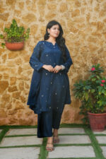 Navy Midnight Embellished Silk 3-Piece Suit