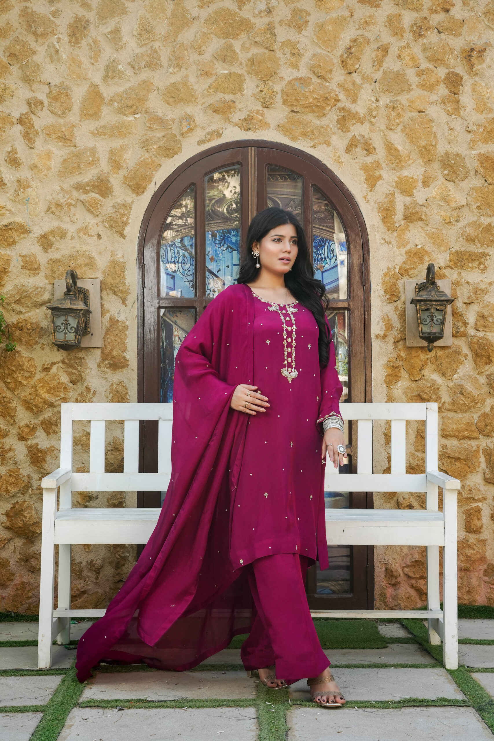 DSC01968 Magenta Royale Silk 3-Piece - Image 1