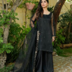 Noir Elegance Organza & Silk 3-Piece Suit