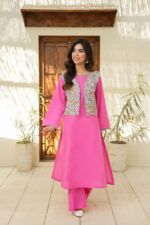 Plain Pink Lawn Suit with Coatie - Image 2