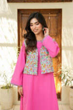 Plain Pink Lawn Suit with Coatie - Image 3