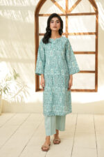 Printed Sea Green Lawn Suit