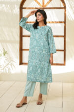 Printed Sea Green Lawn Suit - Image 2