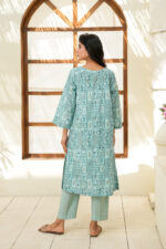 Printed Sea Green Lawn Suit - Image 3