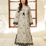 Black & Fawn Printed Lawn Suit