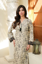 Black & Fawn Printed Lawn Suit - Image 3