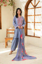 Blue Shaded Lawn Suit