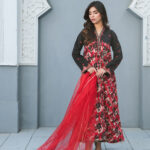 Red & Black Printed Frock