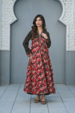 Red & Black Printed Frock - Image 2