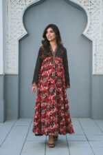 Red & Black Printed Frock - Image 3