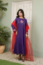 Purple Lawn Frock Suit - Image 4